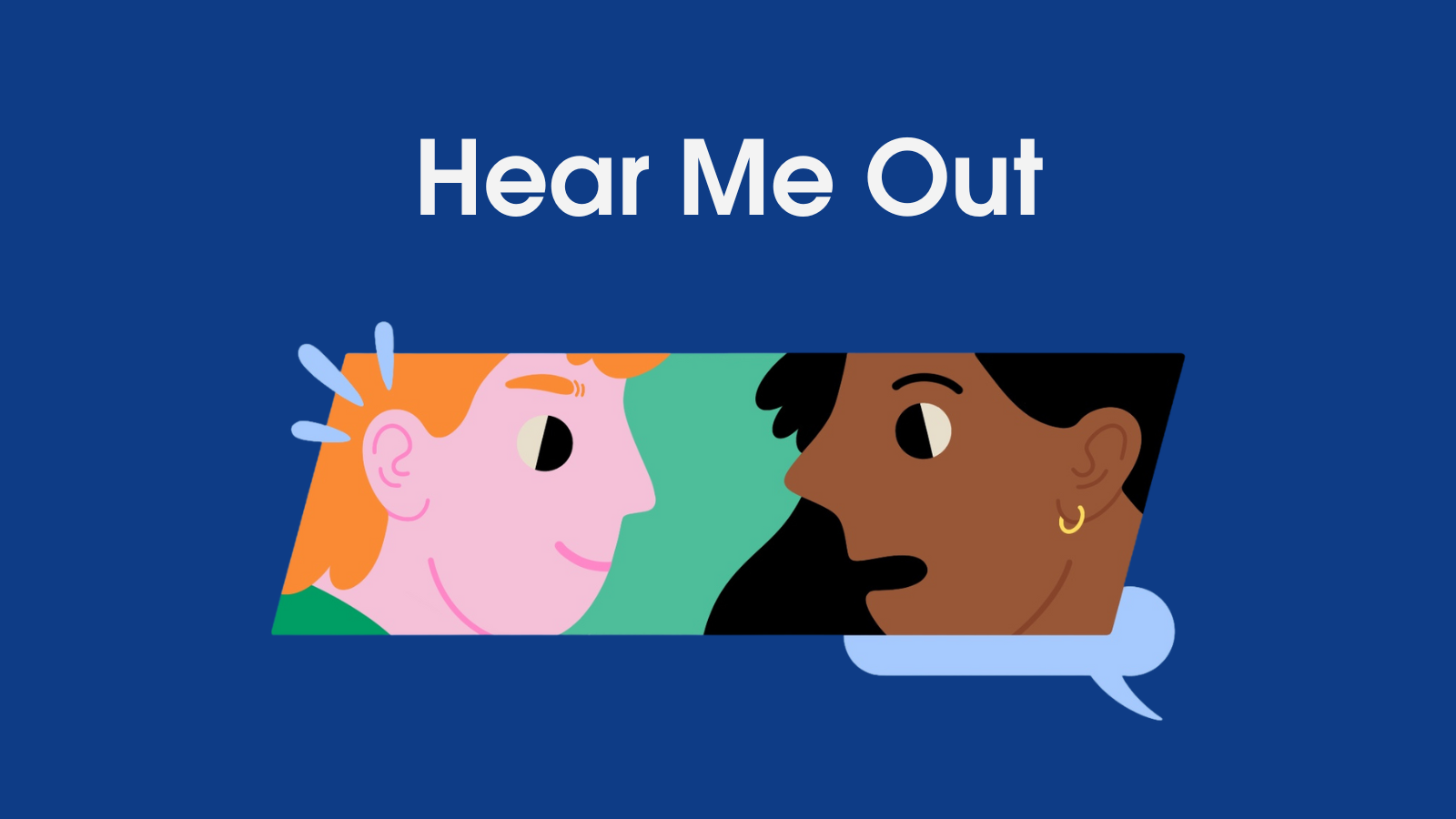 Illustration of two people talking with