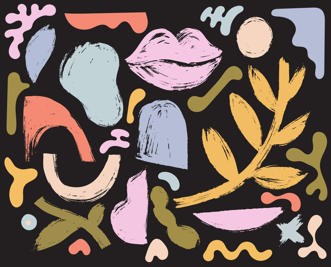 Illustration of abstract geometric shapes against a dark background.