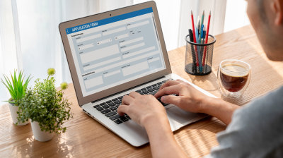Person filling out an application online at their desk