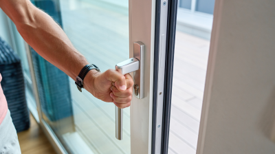 Person open a door to exit a building