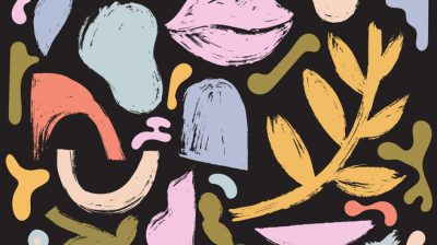 Illustration of abstract geometric shapes against a dark background.