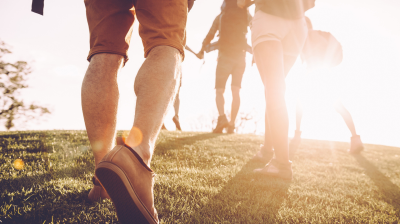 group of friends walking