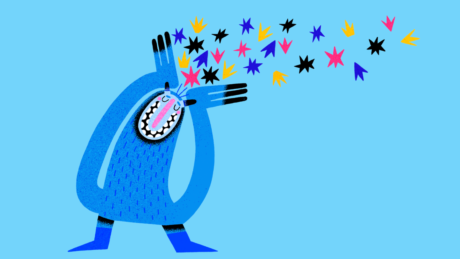 Illustrated character with stars above it's head