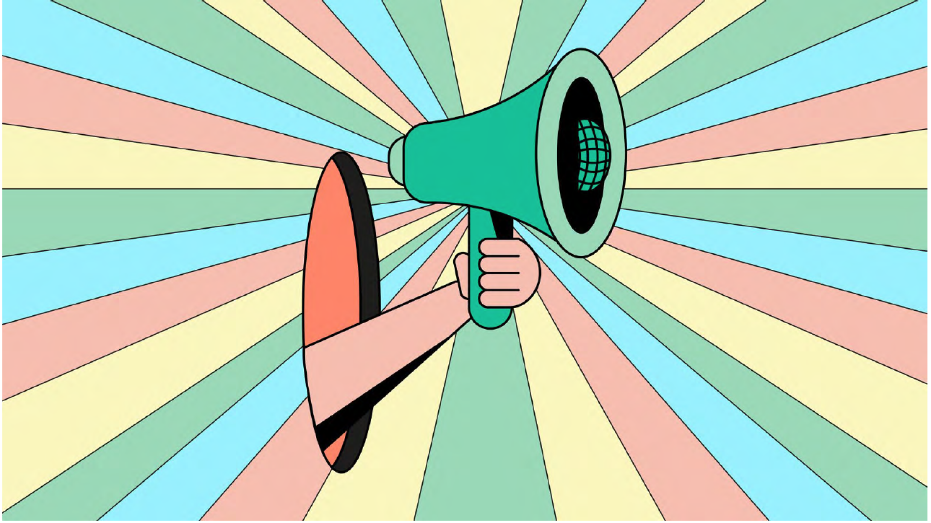 Illustration of a hand holding a megaphone