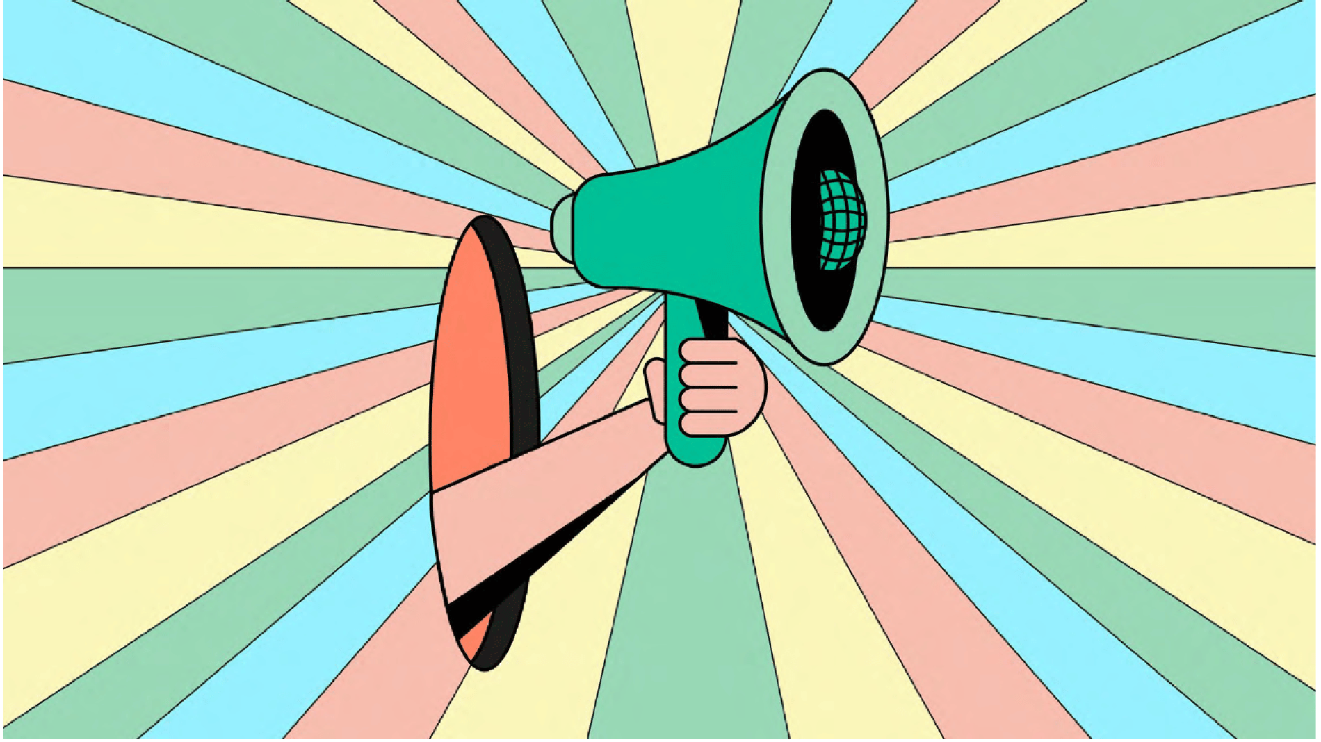 Illustration of a hand holding a megaphone