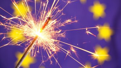 EU Flag and sparkler
