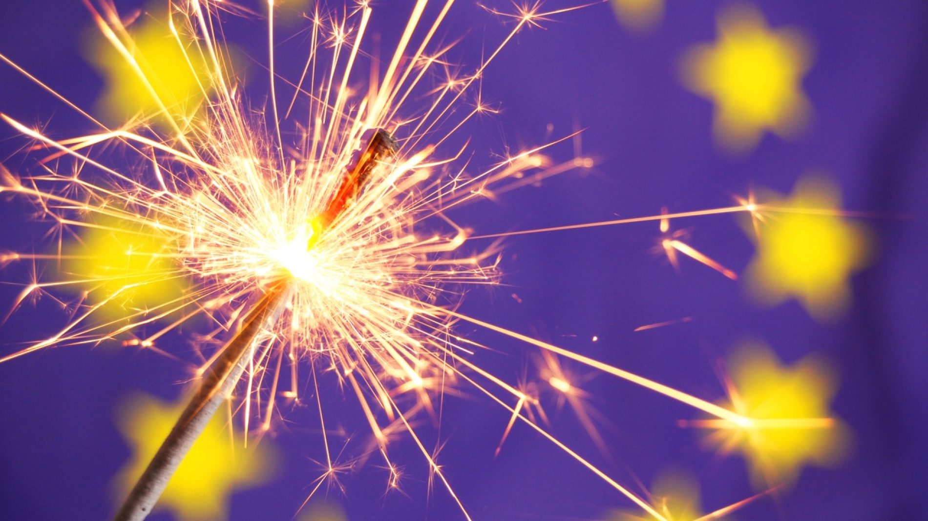EU Flag and sparkler