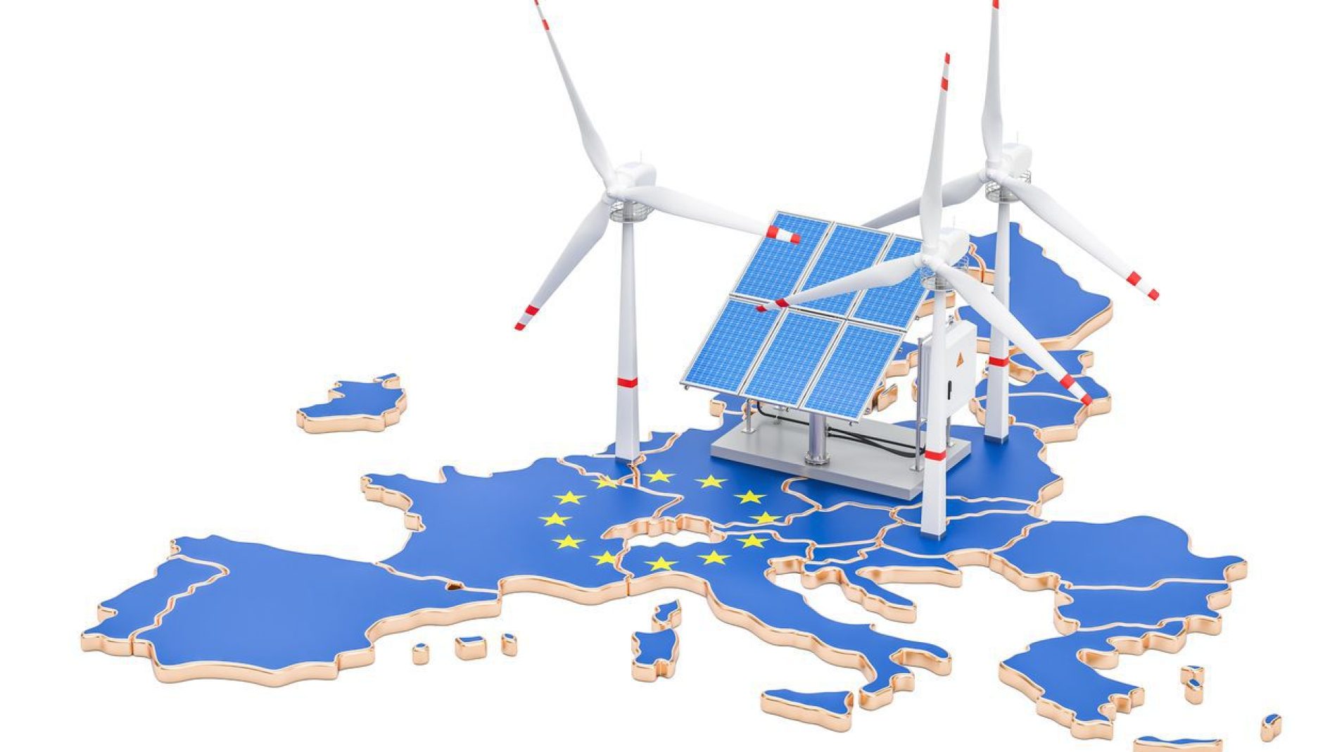 European map with renewable energy sources