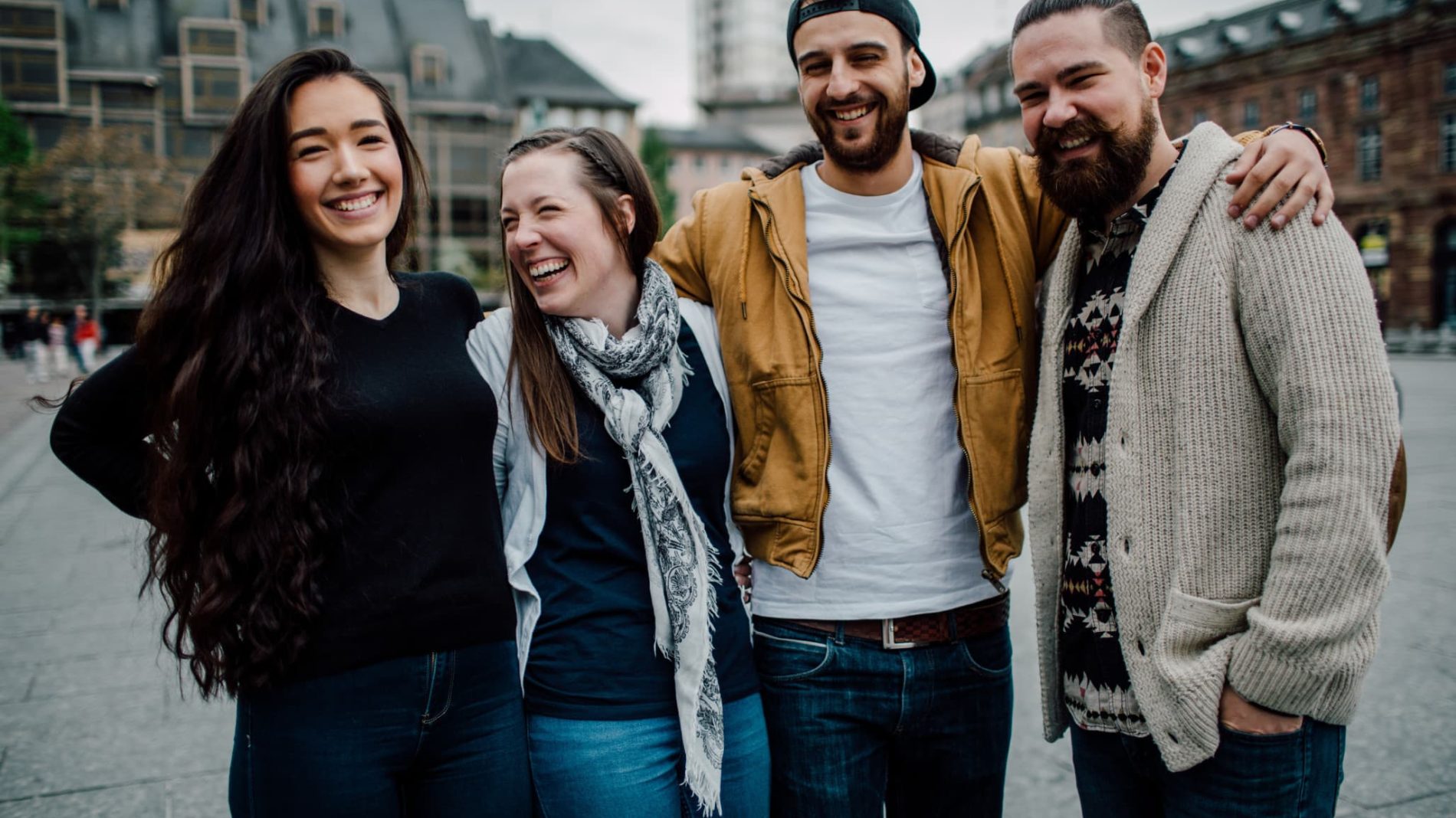 Group of friends smiling together