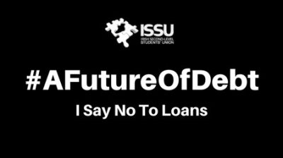 Picture that says #AFutureOfDebt, I say no to loans