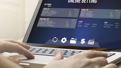 betting online on a laptop