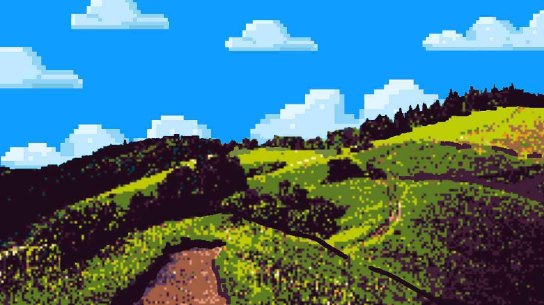 Pixel art illustration of hill