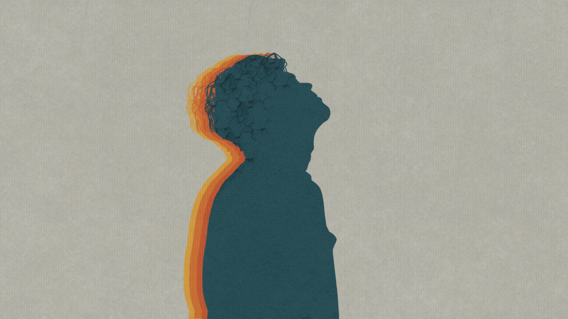 illustrated Silhouette of person looking up