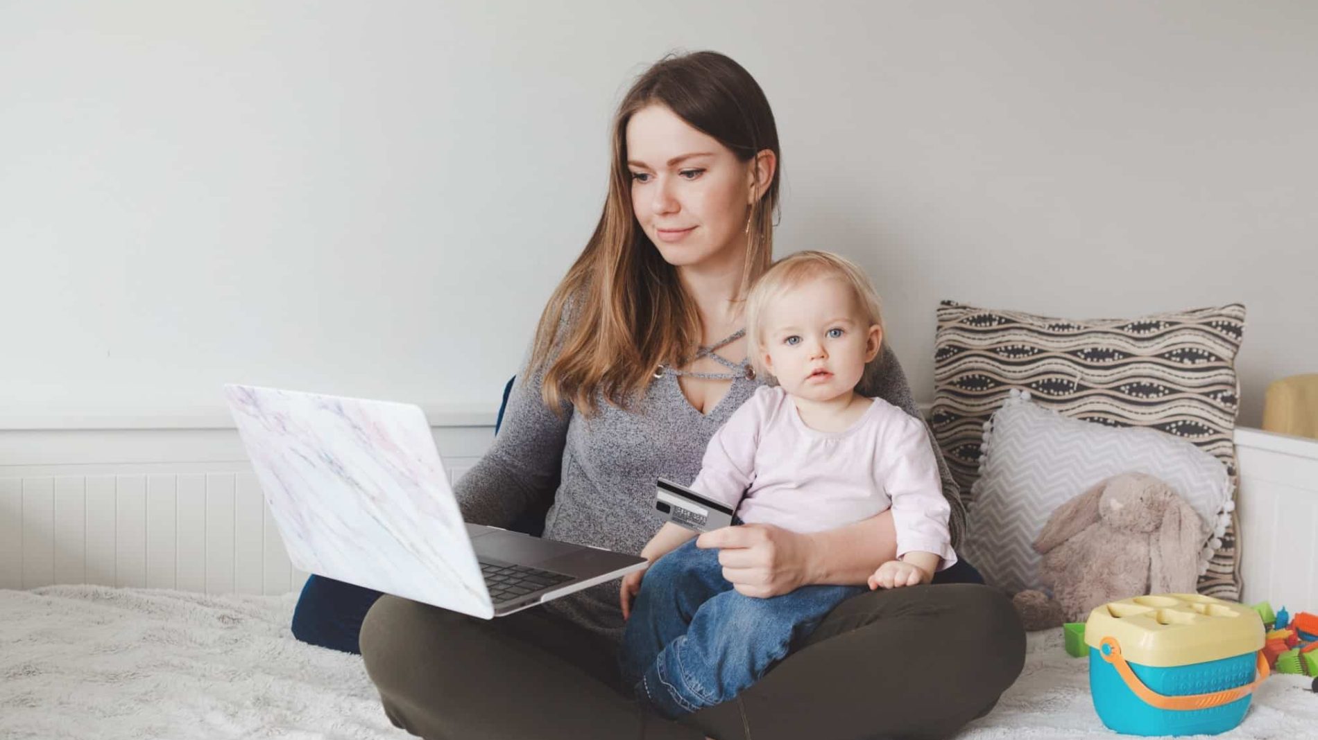 Young person online shopping from home