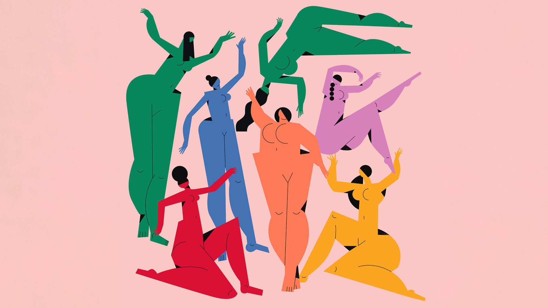 Illustration of people with different body shapes and colours - body positivity
