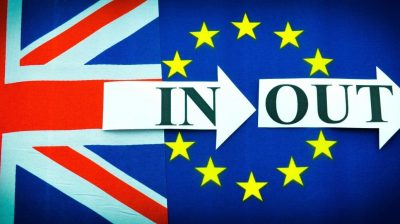 Brexit in out flags