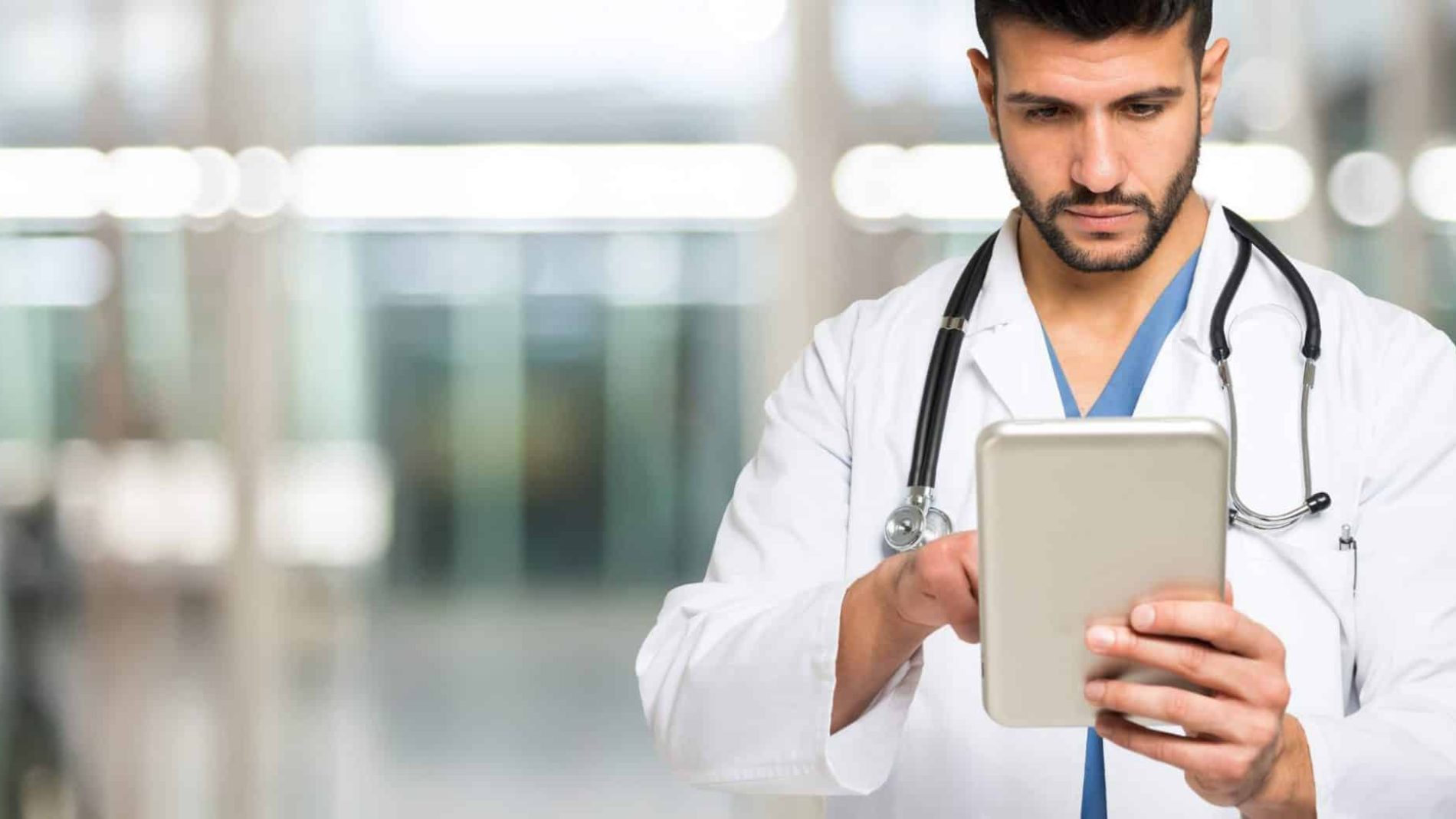 doctor on his tablet