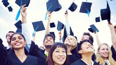 Graduation Caps Thrown in the Air
