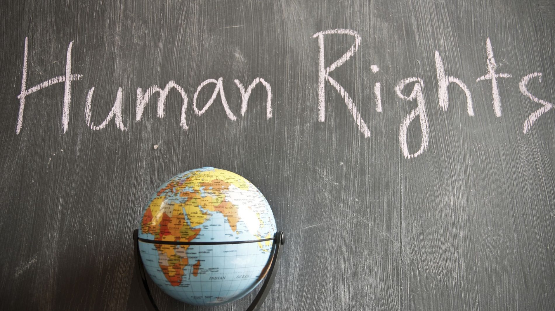 Human rights written on a chalkboard