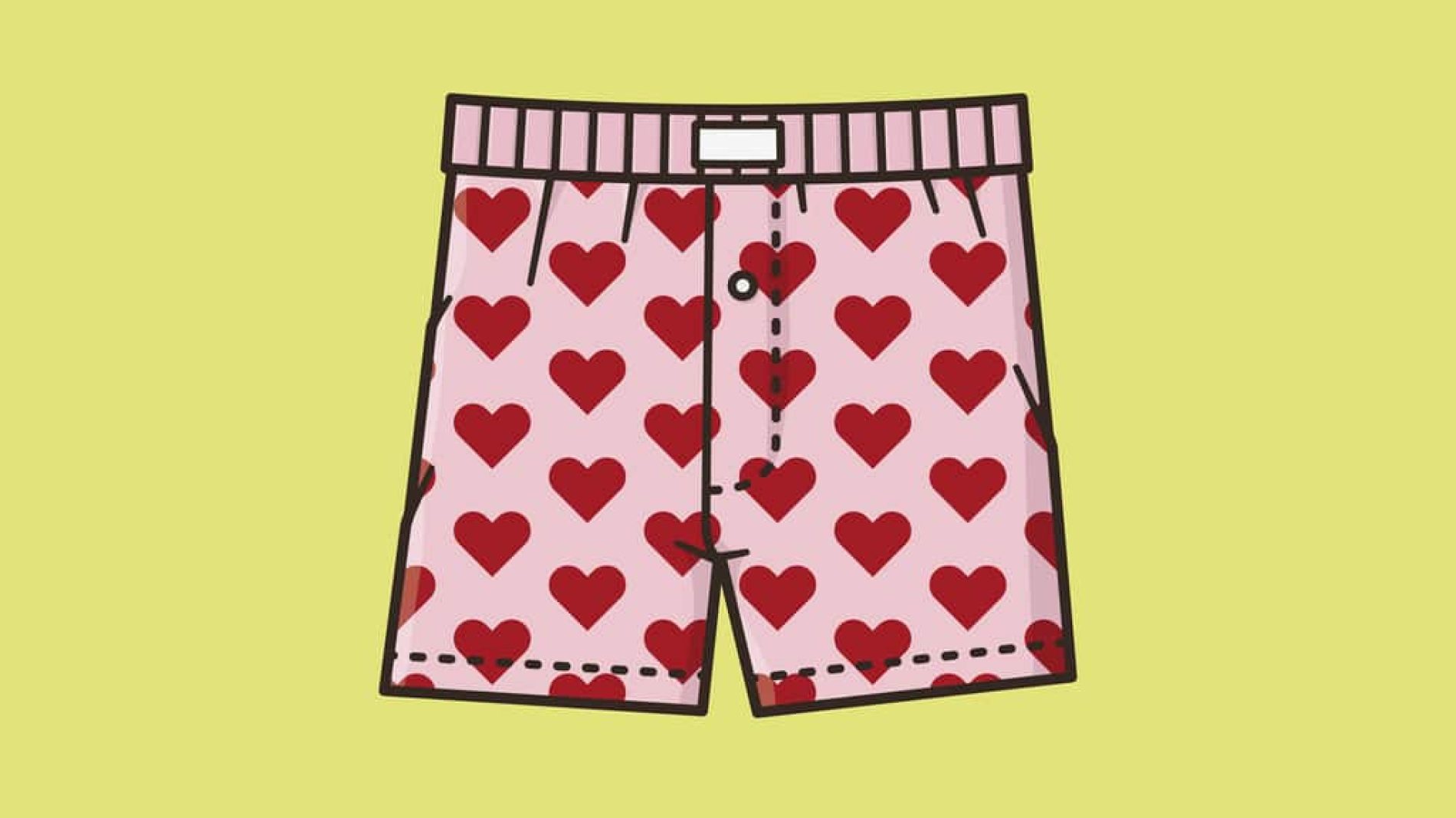 Mens underpants with hearts pattern vector illustration for Boxer Shorts Day on October27
