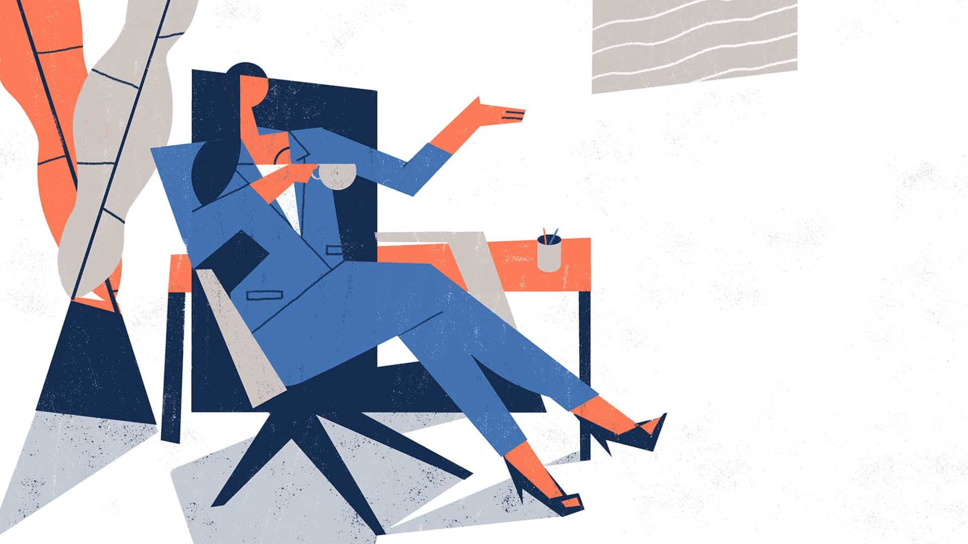 Illustration of a businesswoman asking interview questions