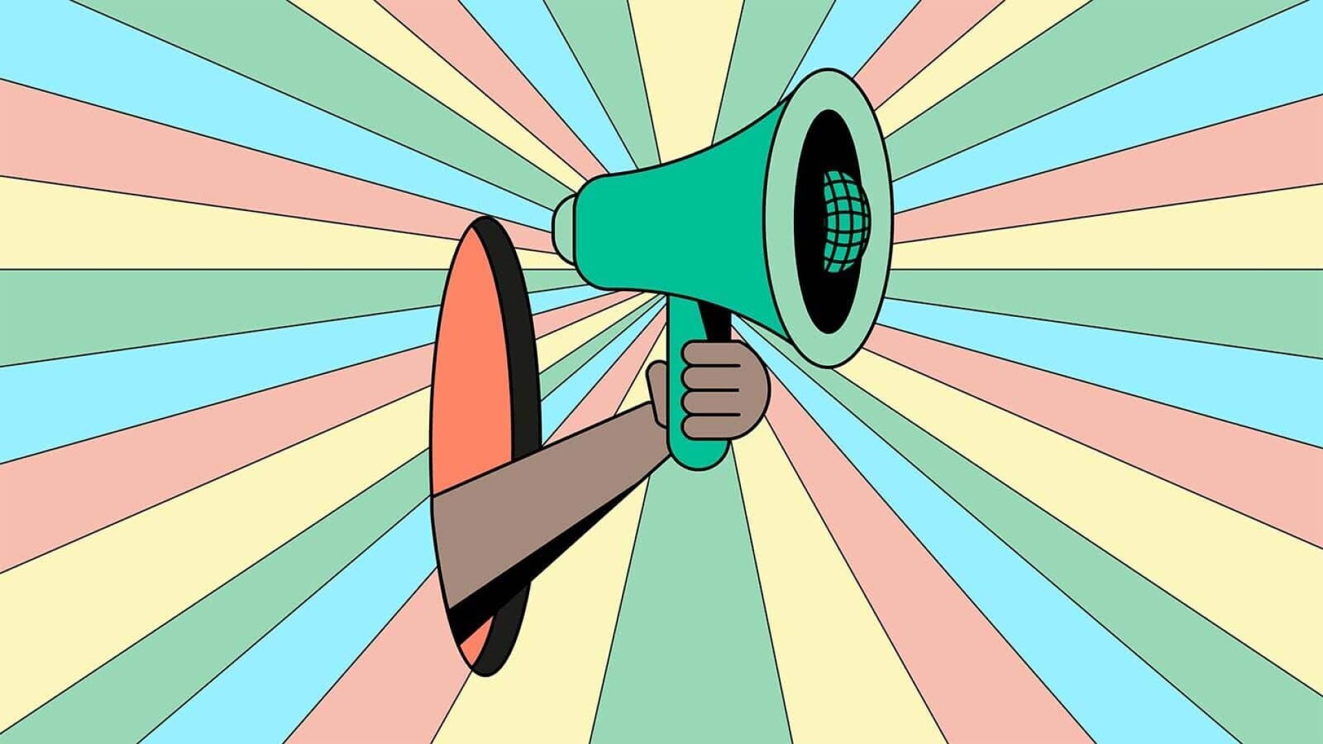 arm holding out a megaphone
