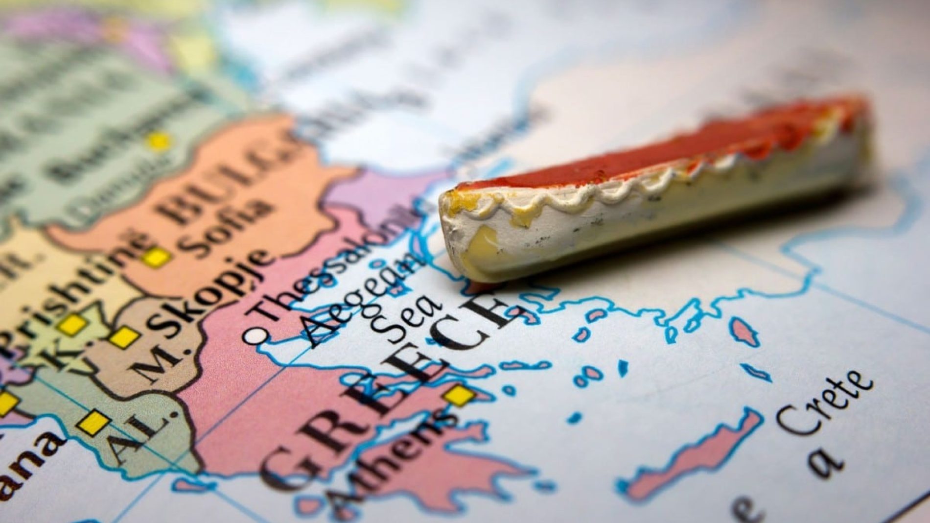 Boat on a map of Europe