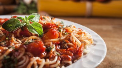 Spaghetti pasta with meatballs